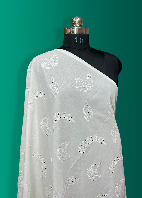 Cotton Fabric with abstract embroidery all over.