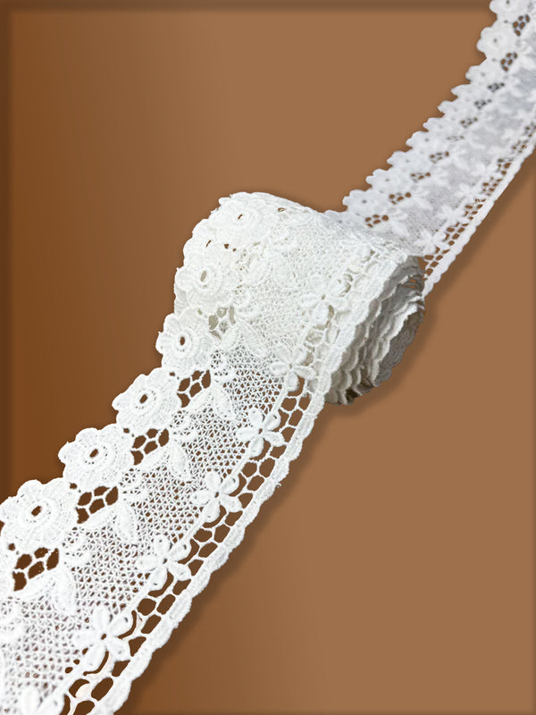 Elegant White Floral Pattern Dyable Guipure Lace