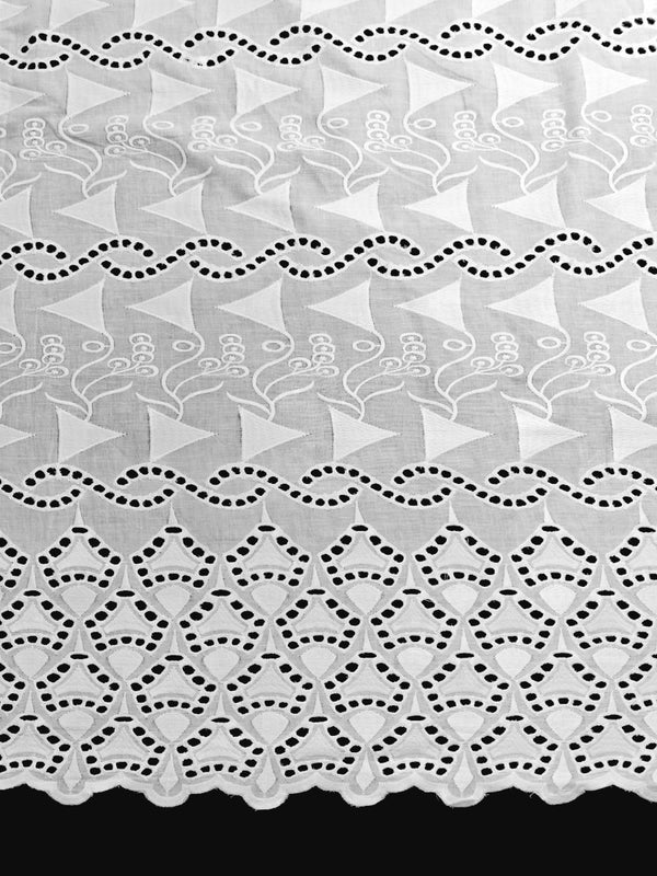 Beautiful Eyelet All over Schiffli White Thread Embroidery on Pure Cotton Dry Lace Fabric