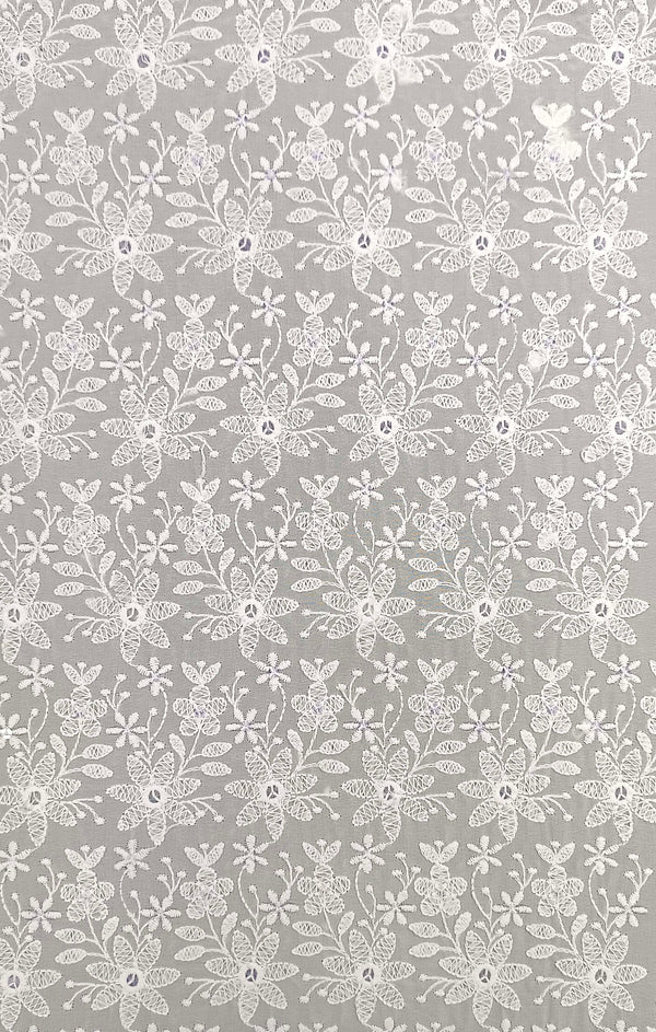 White Dyeable Sequins Embroidered  Georgette Fabric.