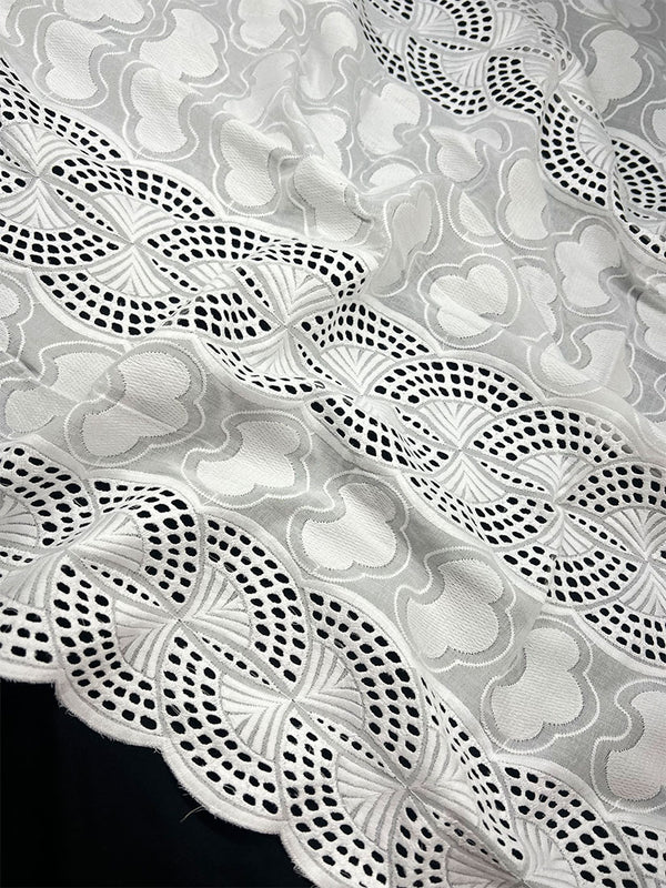 Beautiful All Over Eyelet With White Thread Embroidery On Dyable Pure Cotton Dry Lace Fabric