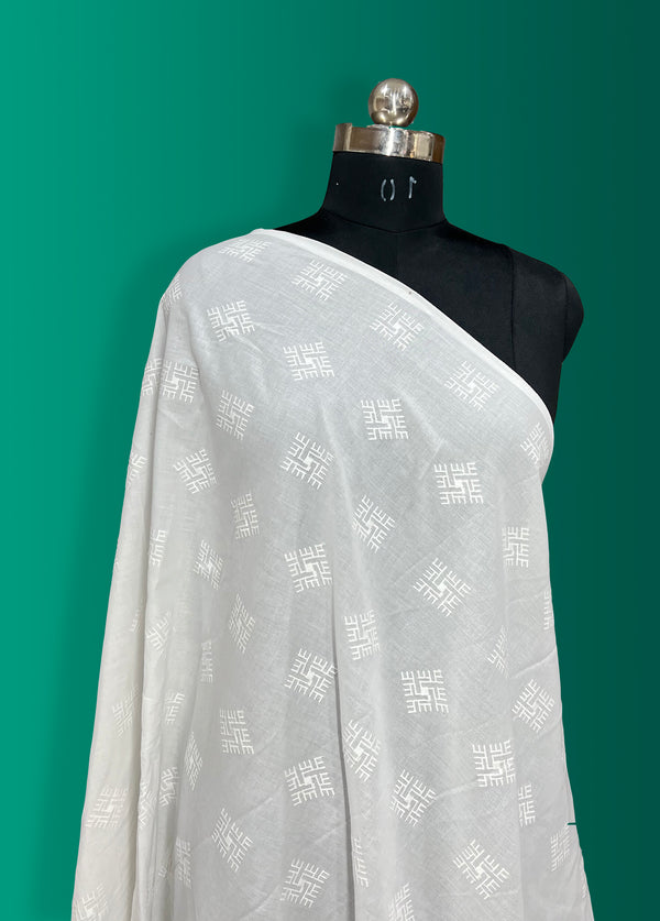 All-Over Embroidered Cotton Fabric with Geometrical Design.