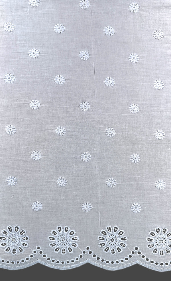 Border All-Over Embroidered Cotton Fabric with Floral Design.