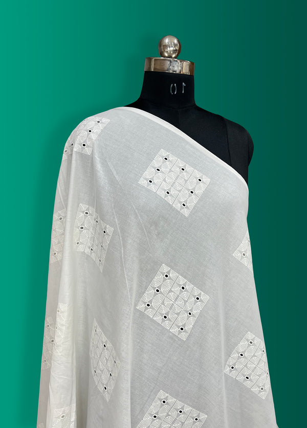 Geometrical All Over Embroidery on  Cotton Fabric.