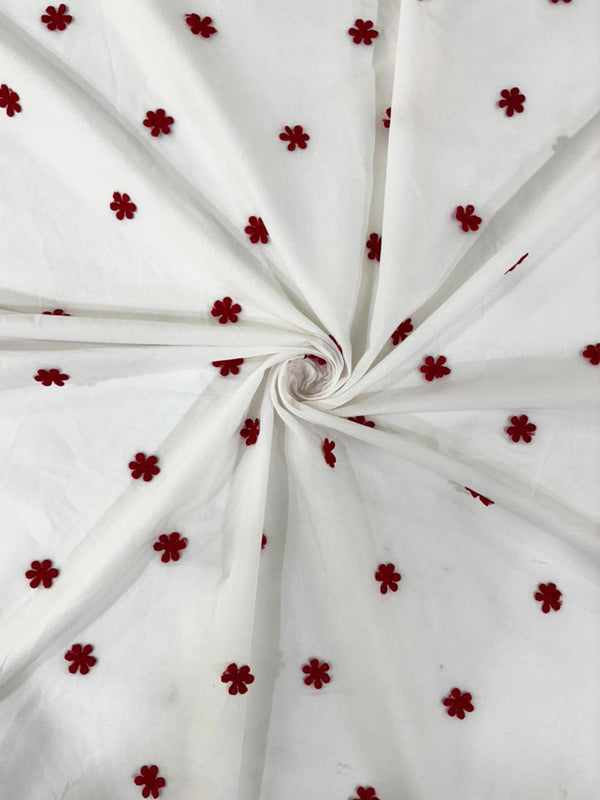 Red All-over Butti Applique Embroidery