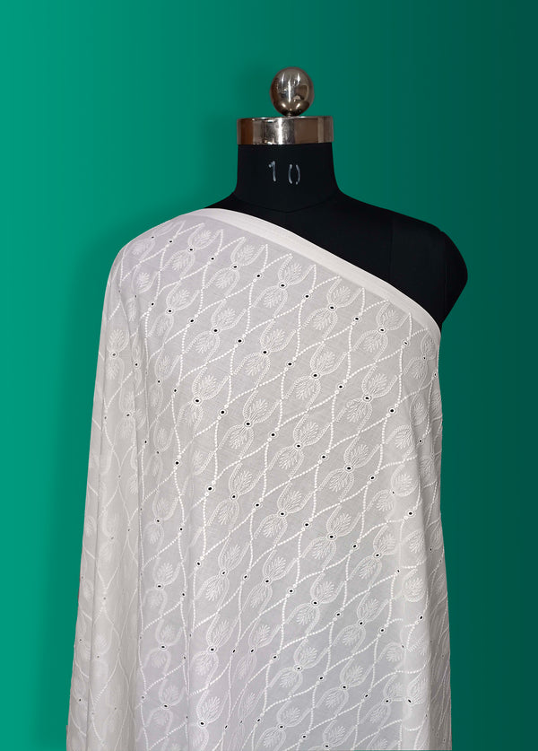 All-over Geometrical Embroidery on cotton Fabric.