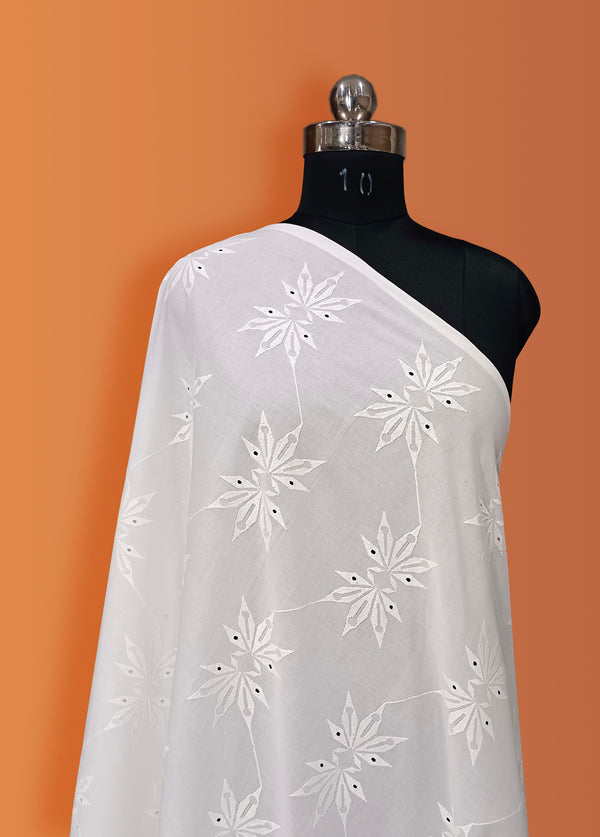 Cotton Fabric with abstract embroidery all-over.