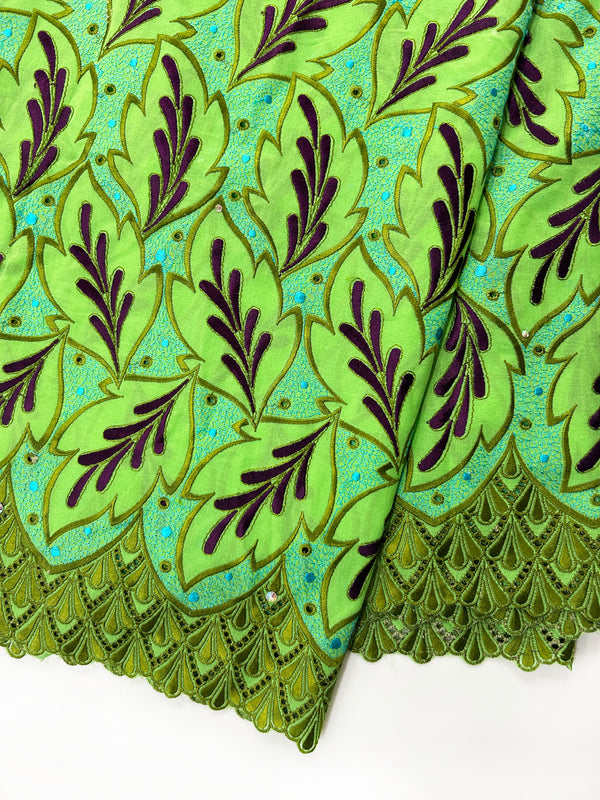 Green Leaf Design African Dry Lace