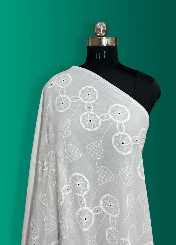 Geometrical All -Over Embroidery on  Cotton Fabric.