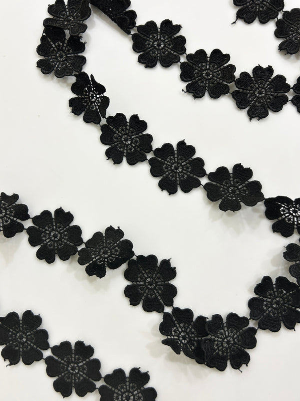 Black Floral Guipure Embroidery Lace