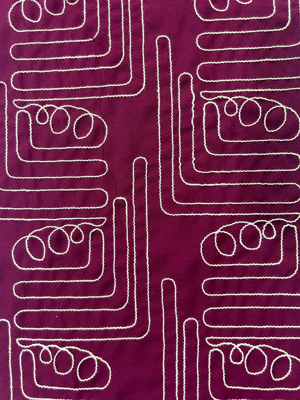 Pink Geometric Coil Embroidery Fabric