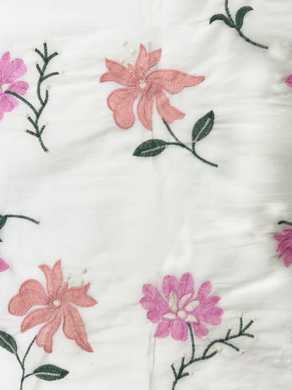 Multicolor Floral Trace Embroidery Fabric