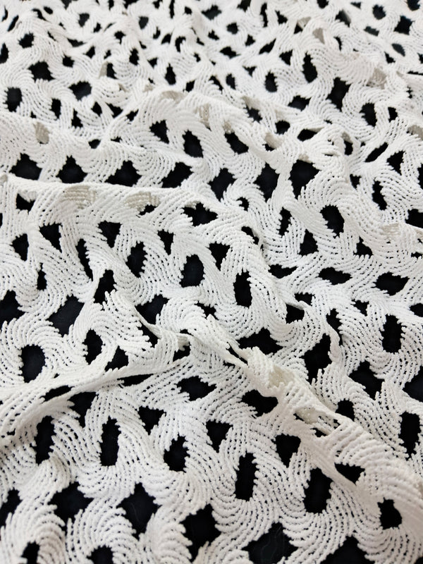 White Thread All Over Embroidery Dyeable Guipure Lace