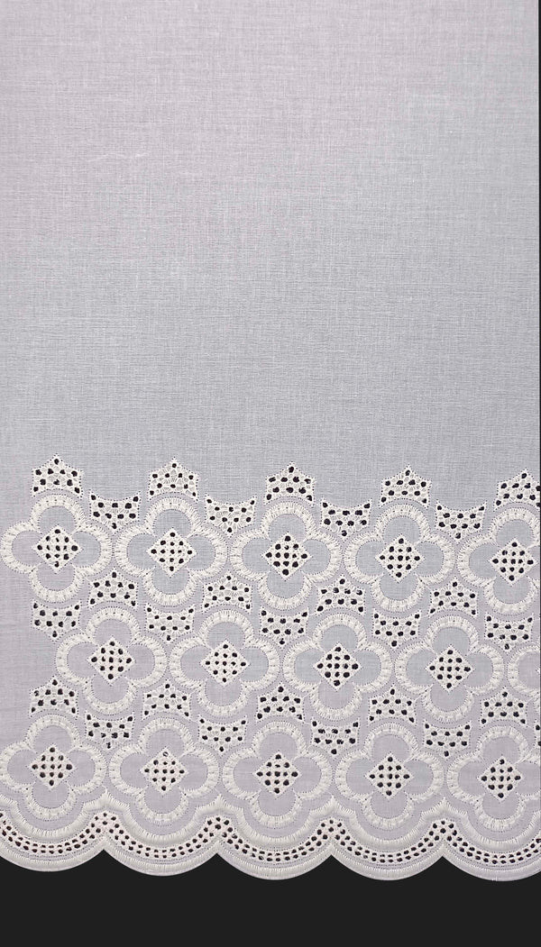 Geometrical border  embroidery on cotton fabric