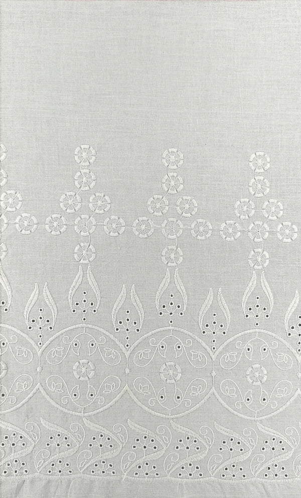 Floral border  embroidery on cotton fabric.