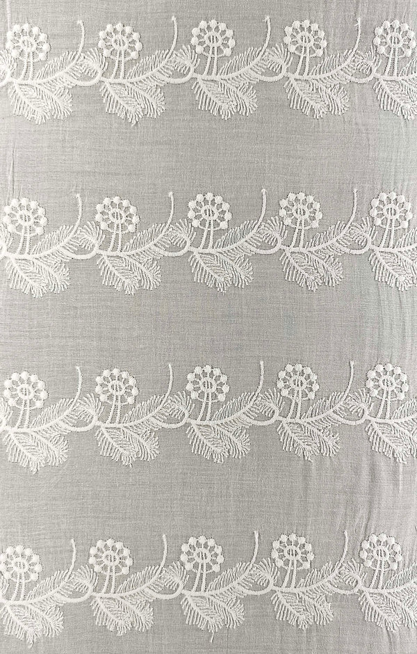 White Schiffli Embroidery on Dyeable Cotton Fabric.